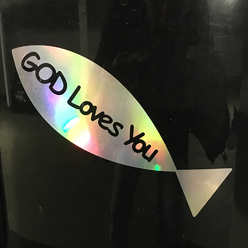 GodLovesU Hologramm Sticker